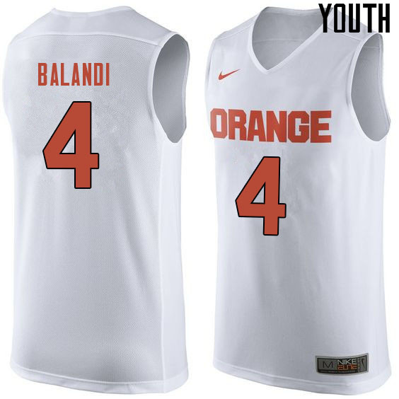 Youth #4 Antonio Balandi Syracuse White College Basketball Jerseys Sale-White